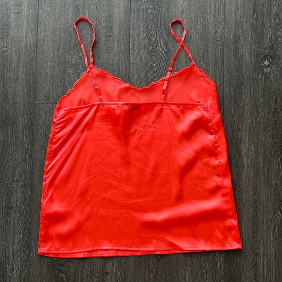 TOP SHOP Neon Coral Scallop Edge Tank - Picture 3 of 4